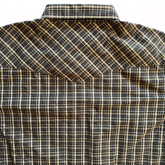 Vintage Wrangler Western Cowboy Button Down Rodeo Ranch Shirt XL Blue Green Tan - Picture 7 of 11